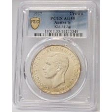 AUSTRALIA 1937 . CROWN . PCGS AU55
